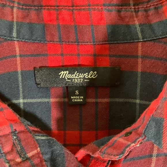 Madewell Red and Blue Plaid Button Down Shirt - Picture 5 of 6